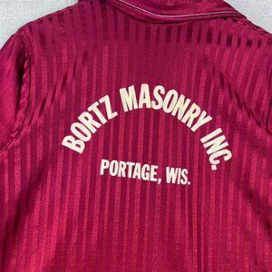 Vintage 60s 70s satin red Men’s bowling shirt Camp Collar size 44 L